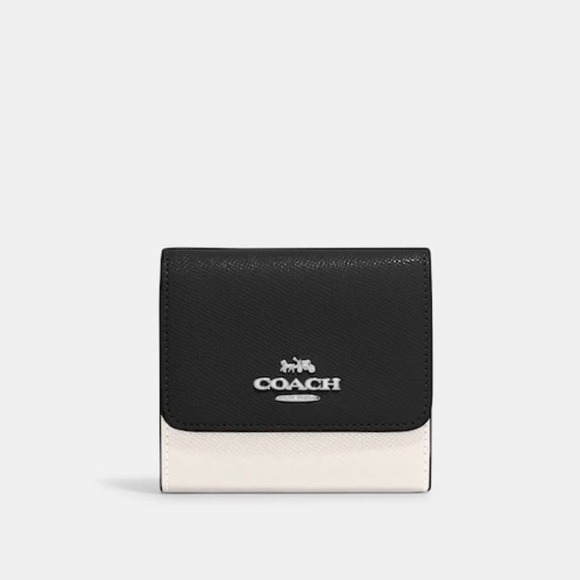 Coach Small Trifold Wallet Silver/Chalk Black Multi - Picture 14 of 15